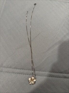 Delicate Silver Plumeria Flower Necklace